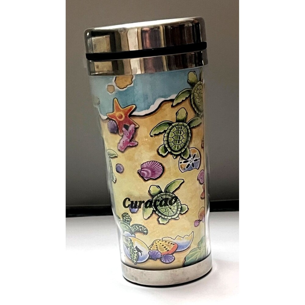 Sea Turtle Coastal Stainless Steel Insulated Tumbler Slider Lid Tropical Curacao